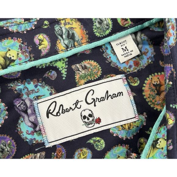 Robert Graham Animal House Shirt Mens Size M Multicolor Paisley Long Sleeve - Picture 7 of 8